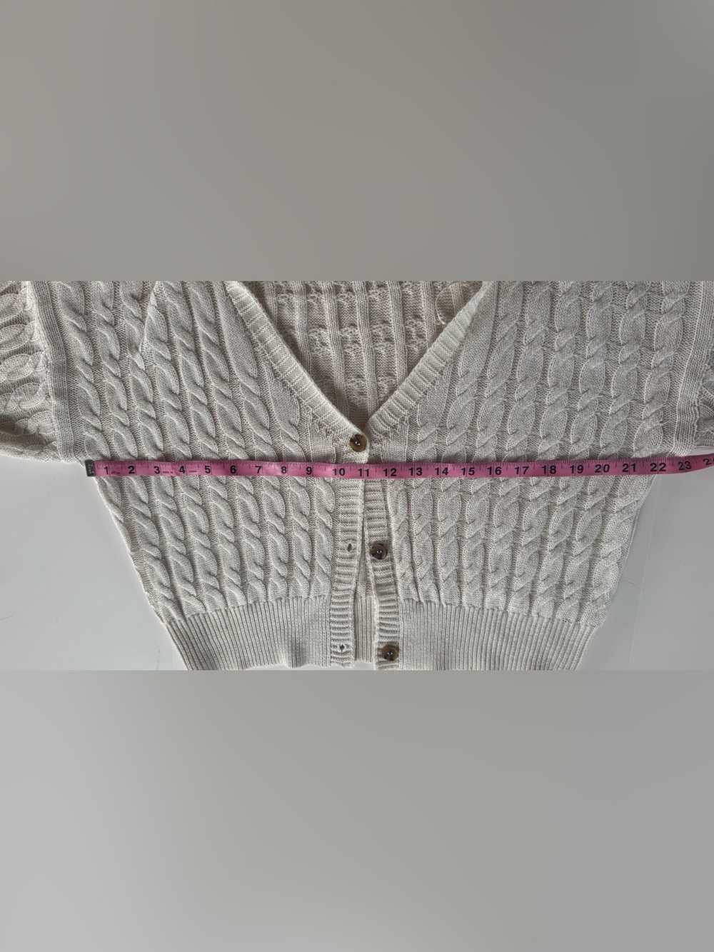 Cream Cable Knit Collared Button-Up Women’s Sweater Cardigan - Picture 8 of 12